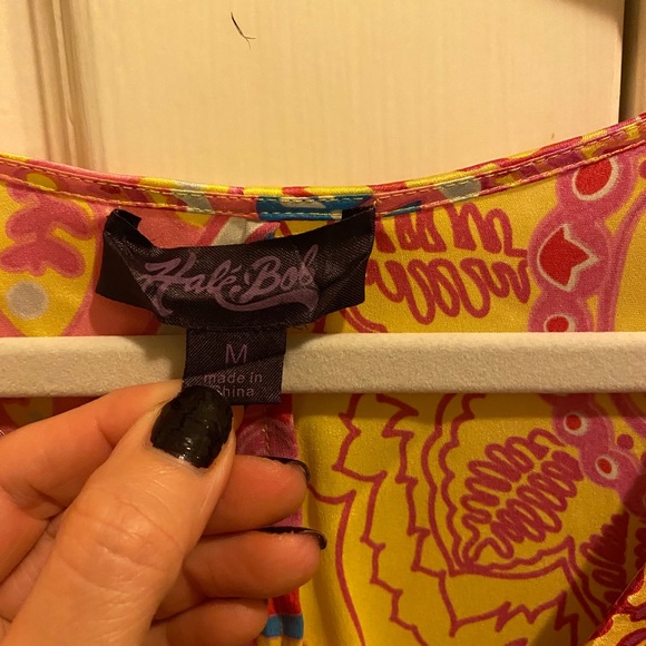 Hale Bob paisley pink and yellow silk top - Picture 2 of 3